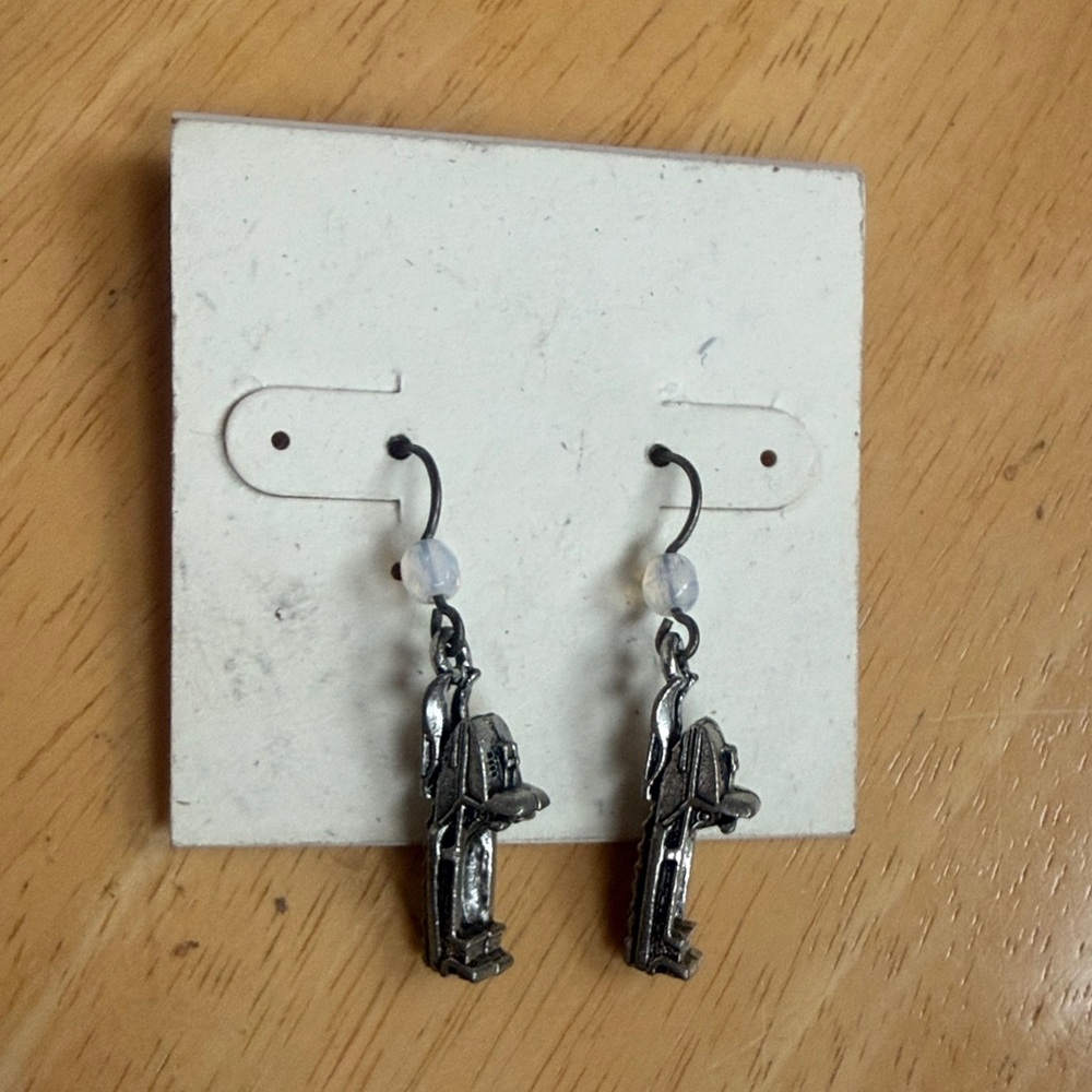 Silver Toned Maine Snowmobile Dangle Earrings